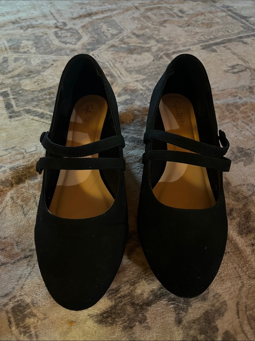 Black Double-Strap Mary Jane Flats
